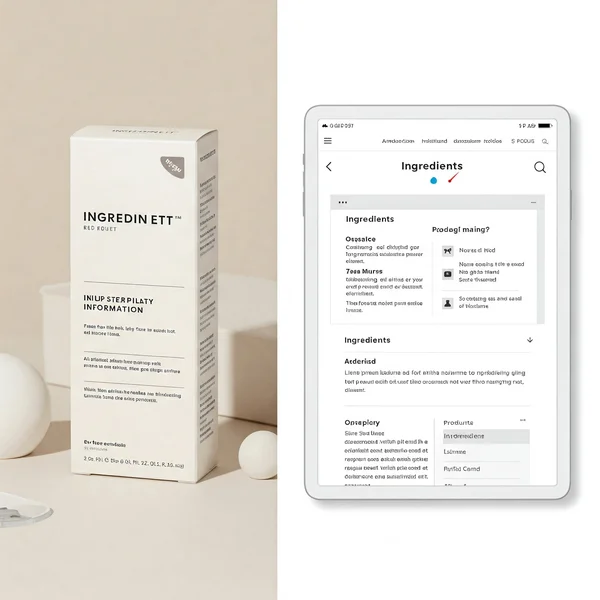 Contoh yang menunjukkan di mana untuk mencari senarai bahan produk.