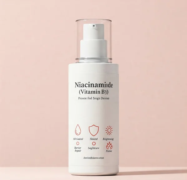 Conceptual image of Niacinamide and its skincare benefits.