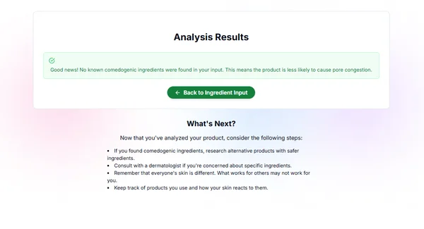 Example of ingredient checker results with flagged items.