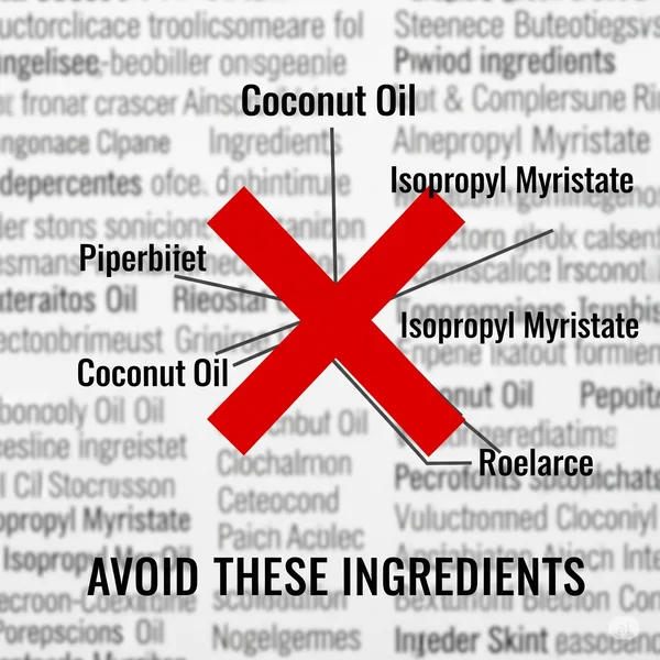 Common ingredients to avoid for acne-prone skin.