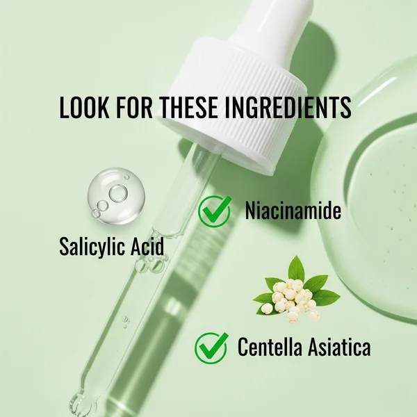Beneficial ingredients to look for, for acne-prone skin.