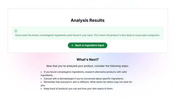 Using an acne ingredient checker tool for product safety.