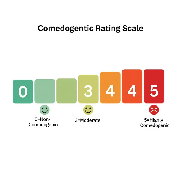 Comedogenic scale rating from 0 (non) to 5 (highly).