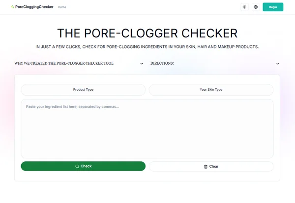 Ingredient checker finding sneaky pore clogging ingredients.