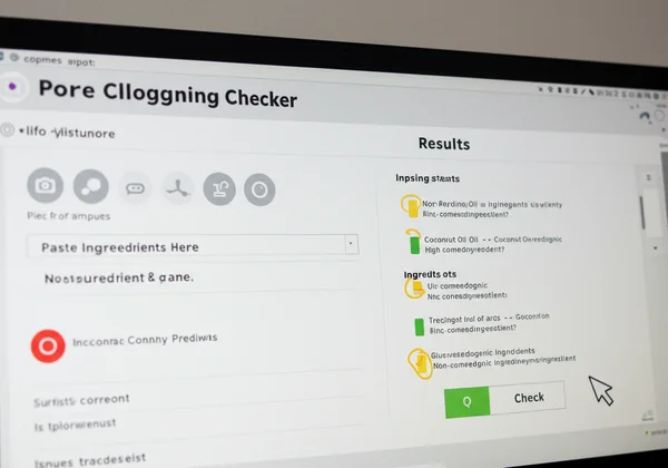 User interacting with a pore-clogging checker tool online
