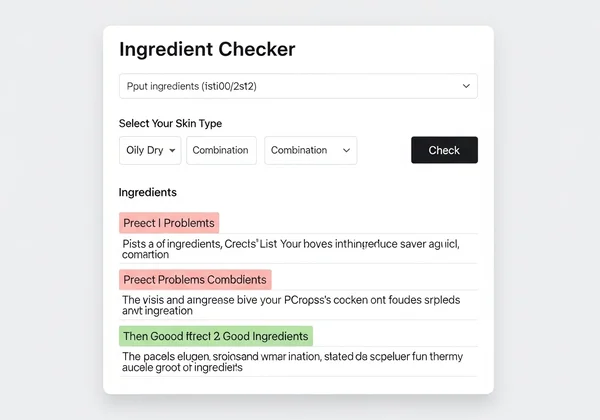 Screenshot of an online skincare ingredient checker tool.