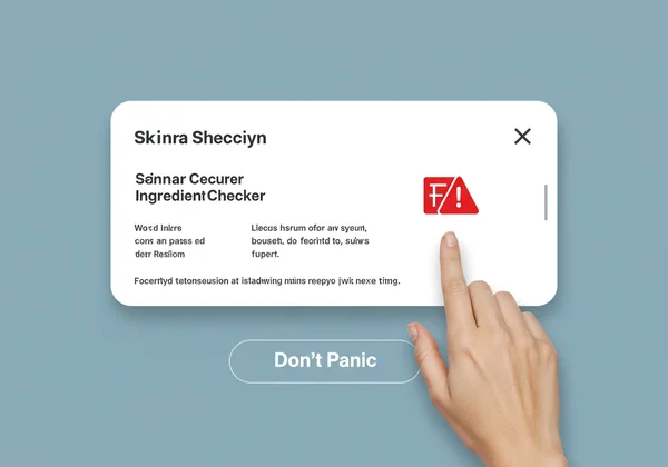 Screen showing a pore-clogging ingredient flagged by a checker tool.