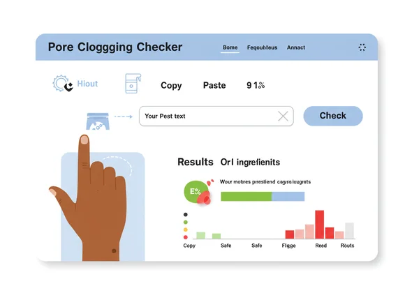 User copies ingredient list into the pore clogging checker tool.